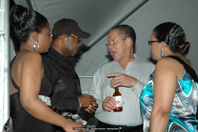 The Hon. Orette Bruce Goldwin, M.P., Prime Minister of Jamaica, Minister of Tourism, Hon. Edmund Bartlett, and Director of Tourism, Basil Smith at the Air Jamaica Jazz and Blues Festival 2008 The Art of Music - Thrusday, January 24, 2008 - Air Jamaica Jazz & Blues 2008 The Art of Music venue at the Aqaueduct on Rose Hall Resort & Counrty Club, Montego Bay, St. James, Jamaica W.I. - Thursday, January 24 - Saturday, January 26, 2008 - Photographs by Net2Market.com - Claudine Housen & Barry J. Hough Sr, Photographers - Negril Travel Guide, Negril Jamaica WI - http://www.negriltravelguide.com - info@negriltravelguide.com...!