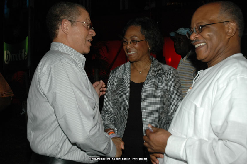 The Hon. Orette Bruce Goldwin, M.P., Prime Minister of Jamaica, Minister of Tourism, Hon. Edmund Bartlett, and Director of Tourism, Basil Smith at the Air Jamaica Jazz and Blues Festival 2008 The Art of Music - Thrusday, January 24, 2008 - Air Jamaica Jazz & Blues 2008 The Art of Music venue at the Aqaueduct on Rose Hall Resort & Counrty Club, Montego Bay, St. James, Jamaica W.I. - Thursday, January 24 - Saturday, January 26, 2008 - Photographs by Net2Market.com - Claudine Housen & Barry J. Hough Sr, Photographers - Negril Travel Guide, Negril Jamaica WI - http://www.negriltravelguide.com - info@negriltravelguide.com...!