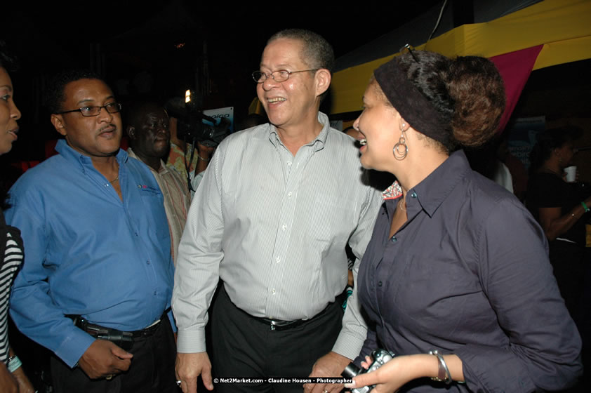 The Hon. Orette Bruce Goldwin, M.P., Prime Minister of Jamaica, Minister of Tourism, Hon. Edmund Bartlett, and Director of Tourism, Basil Smith at the Air Jamaica Jazz and Blues Festival 2008 The Art of Music - Thrusday, January 24, 2008 - Air Jamaica Jazz & Blues 2008 The Art of Music venue at the Aqaueduct on Rose Hall Resort & Counrty Club, Montego Bay, St. James, Jamaica W.I. - Thursday, January 24 - Saturday, January 26, 2008 - Photographs by Net2Market.com - Claudine Housen & Barry J. Hough Sr, Photographers - Negril Travel Guide, Negril Jamaica WI - http://www.negriltravelguide.com - info@negriltravelguide.com...!