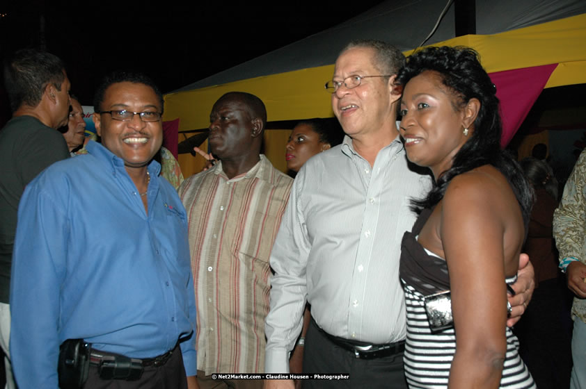 The Hon. Orette Bruce Goldwin, M.P., Prime Minister of Jamaica, Minister of Tourism, Hon. Edmund Bartlett, and Director of Tourism, Basil Smith at the Air Jamaica Jazz and Blues Festival 2008 The Art of Music - Thrusday, January 24, 2008 - Air Jamaica Jazz & Blues 2008 The Art of Music venue at the Aqaueduct on Rose Hall Resort & Counrty Club, Montego Bay, St. James, Jamaica W.I. - Thursday, January 24 - Saturday, January 26, 2008 - Photographs by Net2Market.com - Claudine Housen & Barry J. Hough Sr, Photographers - Negril Travel Guide, Negril Jamaica WI - http://www.negriltravelguide.com - info@negriltravelguide.com...!