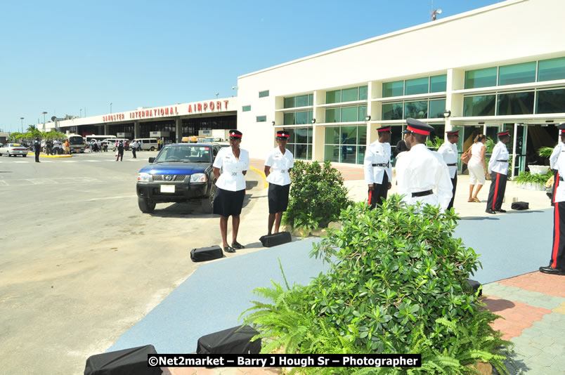 The Unveiling Of The Commemorative Plaque By The Honourable Prime Minister, Orette Bruce Golding, MP, And Their Majesties, King Juan Carlos I And Queen Sofia Of Spain - On Wednesday, February 18, 2009, Marking The Completion Of The Expansion Of Sangster International Airport, Venue at Sangster International Airport, Montego Bay, St James, Jamaica - Wednesday, February 18, 2009 - Photographs by Net2Market.com - Barry J. Hough Sr, Photographer/Photojournalist - Negril Travel Guide, Negril Jamaica WI - http://www.negriltravelguide.com - info@negriltravelguide.com...!