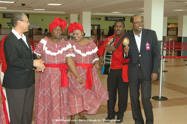 Minister of Tourism, Hon. Edmund Bartlett - Director of Tourism, Basil Smith, and Mayor of Montego Bay, Councillor Charles Sinclair Launch of Winter Tourism Season at Sangster International Airport, Saturday, December 15, 2007 - Sangster International Airport - MBJ Airports Limited, Montego Bay, Jamaica W.I. - Photographs by Net2Market.com - Barry J. Hough Sr, Photographer - Negril Travel Guide, Negril Jamaica WI - http://www.negriltravelguide.com - info@negriltravelguide.com...!