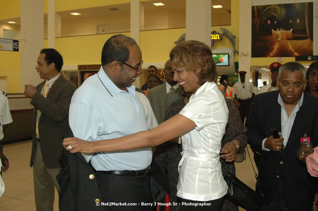 Minister of Tourism, Hon. Edmund Bartlett - Director of Tourism, Basil Smith, and Mayor of Montego Bay, Councillor Charles Sinclair Launch of Winter Tourism Season at Sangster International Airport, Saturday, December 15, 2007 - Sangster International Airport - MBJ Airports Limited, Montego Bay, Jamaica W.I. - Photographs by Net2Market.com - Barry J. Hough Sr, Photographer - Negril Travel Guide, Negril Jamaica WI - http://www.negriltravelguide.com - info@negriltravelguide.com...!