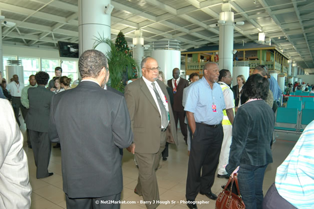 MBJ Airports Limited Welcomes WestJet Airlines - Inaugural Scheduled Service From Toronto Pearsons International Airport - Monday, December 10, 2007 - Sangster International Airport - MBJ Airports Limited, Montego Bay, Jamaica W.I. - Photographs by Net2Market.com - Barry J. Hough Sr, Photographer - Negril Travel Guide, Negril Jamaica WI - http://www.negriltravelguide.com - info@negriltravelguide.com...!