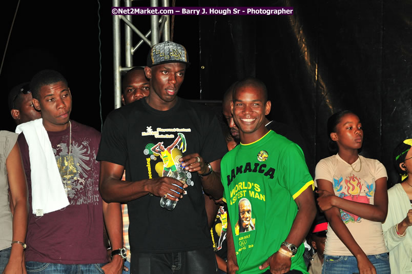 Usain Bolt of Jamaica - The Fastest Man In The World  - Usain Bolt Homecoming Celebrations Concert at the William Knibb High School Play Field, Trelawny - Ice, Ding Dong, Ravers Clavers, D'Angel, Voicemail, RDX and Dancers, Wayne Marshall, Tammi Chynn, Bugle, Nero, Tanya Stephens, Richie Spice, Kip Rich,and Shaggy - Photographs by Net2Market.com - Barry J. Hough Sr. Photojournalist/Photograper - Photographs taken with a Nikon D300 - Negril Travel Guide, Negril Jamaica WI - http://www.negriltravelguide.com - info@negriltravelguide.com...!