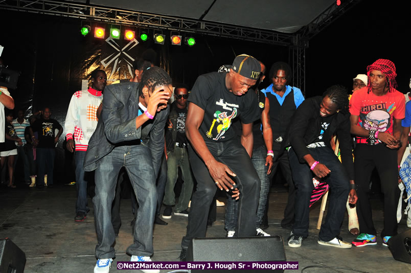 Usain Bolt of Jamaica - The Fastest Man In The World  - Usain Bolt Homecoming Celebrations Concert at the William Knibb High School Play Field, Trelawny - Ice, Ding Dong, Ravers Clavers, D'Angel, Voicemail, RDX and Dancers, Wayne Marshall, Tammi Chynn, Bugle, Nero, Tanya Stephens, Richie Spice, Kip Rich,and Shaggy - Photographs by Net2Market.com - Barry J. Hough Sr. Photojournalist/Photograper - Photographs taken with a Nikon D300 - Negril Travel Guide, Negril Jamaica WI - http://www.negriltravelguide.com - info@negriltravelguide.com...!