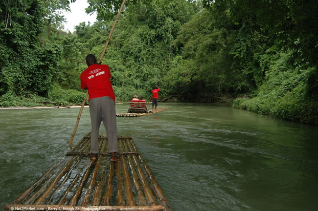 Rafting on the Martha Brae - Virgin Atlantic Inaugural Flight To Montego Bay, Jamaica Photos - Sir Richard Bronson, President & Family, and 450 Passengers - Rafting on the Martha Brae - Tuesday, July 4, 2006 - Negril Travel Guide, Negril Jamaica WI - http://www.negriltravelguide.com - info@negriltravelguide.com...!