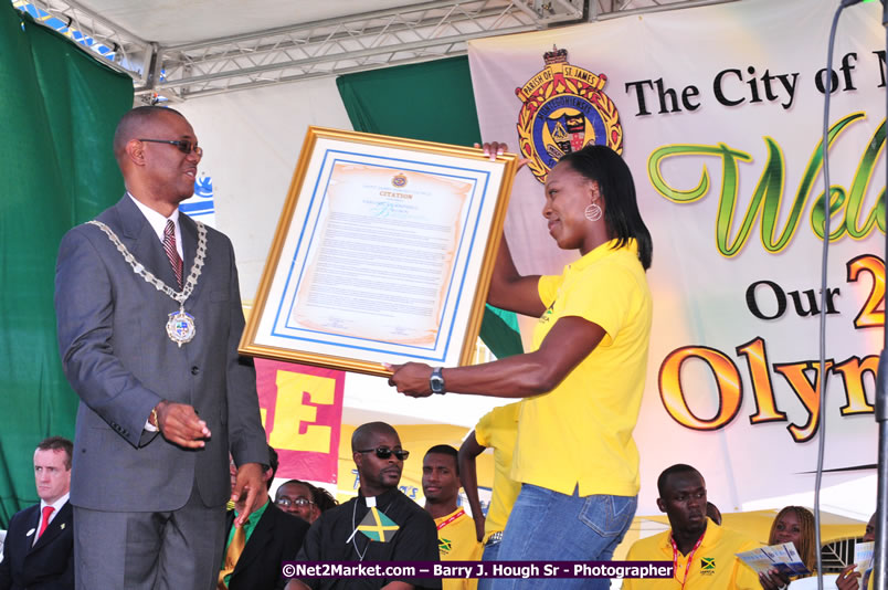 The City of Montego Bay Welcomes Our 2008 Olympians - Western Motorcade - Civic Ceremony - A Salute To Our Beijing Heros - Sam Sharpe Square, Montego Bay, Jamaica - Tuesday, October 7, 2008 - Photographs by Net2Market.com - Barry J. Hough Sr. Photojournalist/Photograper - Photographs taken with a Nikon D300 - Negril Travel Guide, Negril Jamaica WI - http://www.negriltravelguide.com - info@negriltravelguide.com...!