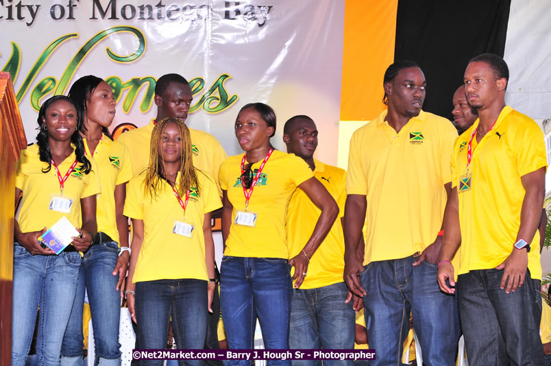 The City of Montego Bay Welcomes Our 2008 Olympians - Western Motorcade - Civic Ceremony - A Salute To Our Beijing Heros - Sam Sharpe Square, Montego Bay, Jamaica - Tuesday, October 7, 2008 - Photographs by Net2Market.com - Barry J. Hough Sr. Photojournalist/Photograper - Photographs taken with a Nikon D300 - Negril Travel Guide, Negril Jamaica WI - http://www.negriltravelguide.com - info@negriltravelguide.com...!